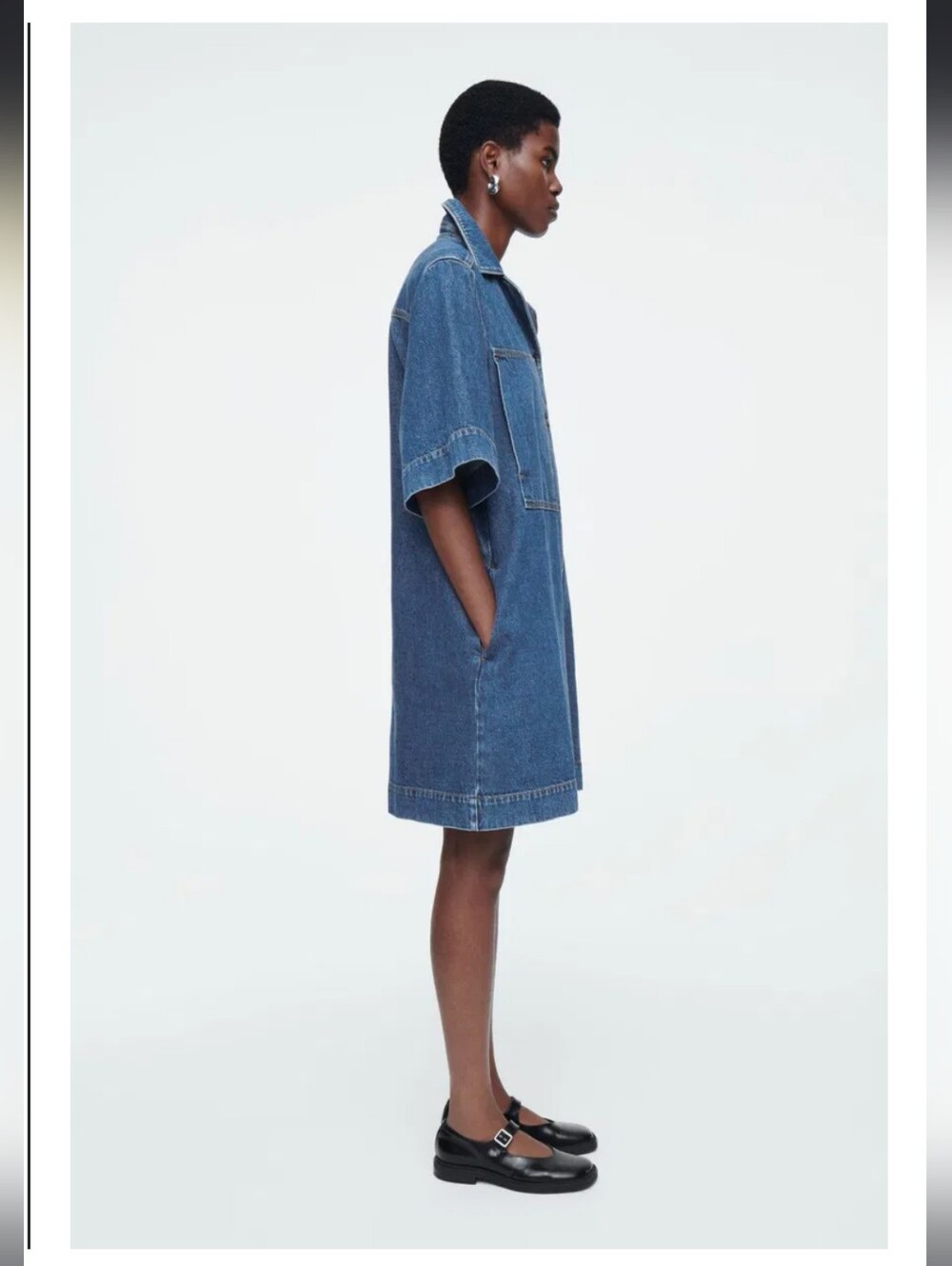 COS Mini Denim Shirt Dress Size 14 - Picture 3 of 11